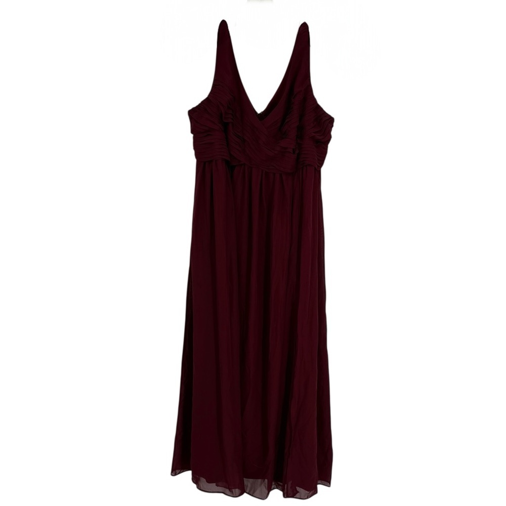 Birdy Grey Chiffon Sleeveless Dress Bridesmaid Formal Maroon Size 2X surplice